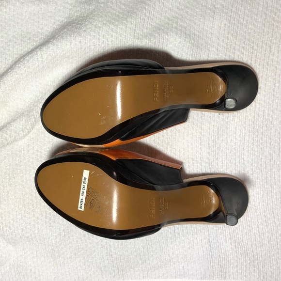 Fendi Tan, Black, and Orange Colorblock Pumps - Picture 4 of 6